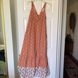 Orange Floral Maxi Dress